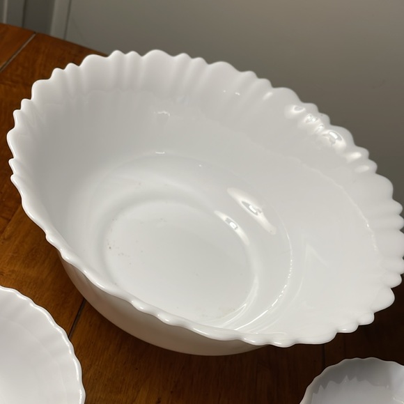 MILK GLASS SERVING SET of 6 - Picture 2 of 6